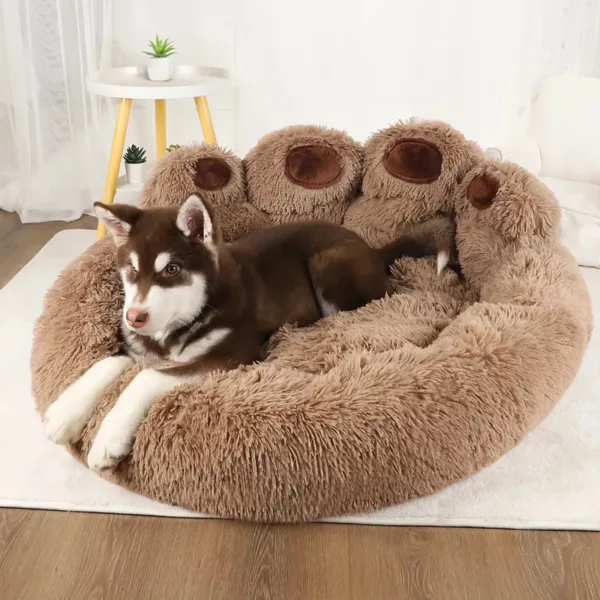 fluffy dog bed, dog bed with high sides, calming dog bed, anti anxiety dog bed, round fluffy dog bed, large fluffy dog bed